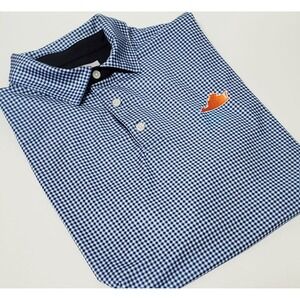State Traditions Polo Shirt L Royal/White Gingham Virginia Cavaliers Orange Logo